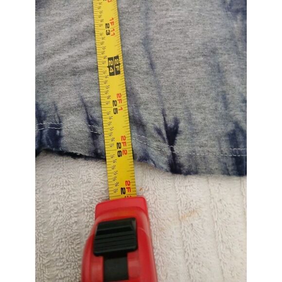 One World Womens Shirt Medium Gray Blue Short Sleeve V Neck Sequin Rayon Tee - Picture 8 of 15